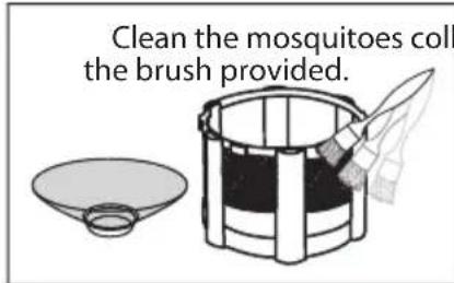 Clean the mosquitoes coll the brush provided.