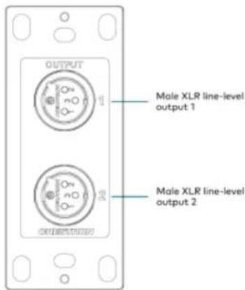 OUTPUT 1 Male XLR line-level output 1 2 Male XLR line-level output 2
