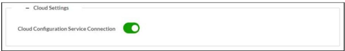 Cloud Settings Cloud Configuration Service Connection