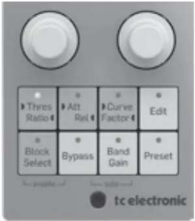 Thres Ratio Att Ret Curve Factor Edit Block Select Bypass Band Gain Preset tc electronic