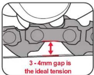 3 - 4mm gap is the ideal tension