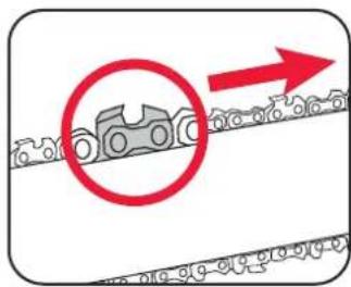 Diagram showing a vehicle chain with a red circle highlighting a specific point and an arrow indicating direction.
