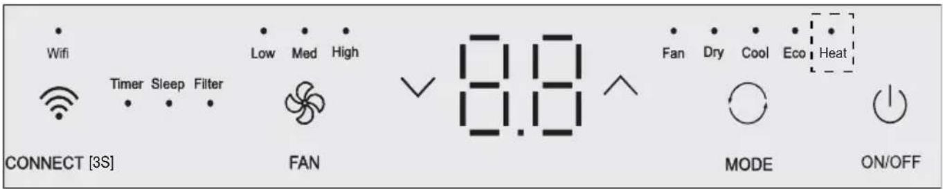WiFi Timer Sleep Filter CONNECT [3S] FAN Low Med High 8.8 Fan Dry Cool Eco Heat MODE ON/OFF