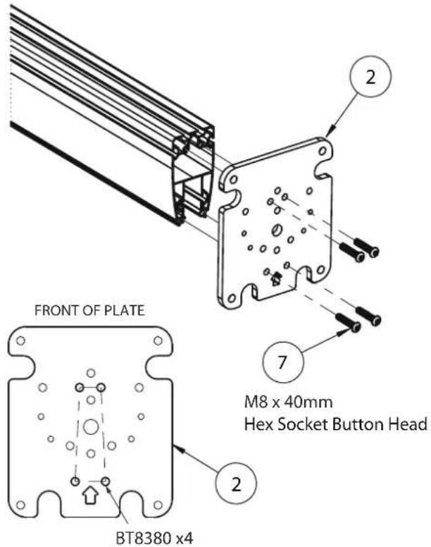 FRONT OF PLATE BT8380 x4 M8 x 40mm Hex Socket Button Head 2 7 2