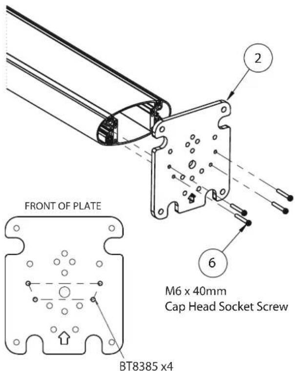 FRONT OF PLATE BT8385 x4 M6 x 40mm Cap Head Socket Screw 2 6