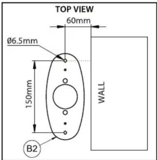 TOP VIEW 60mm Ø6.5mm 150mm B2 WALL