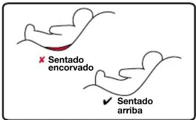 × Sentado encorvado ✓ Sentado arriba