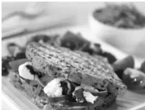 GEORGE FOREMAN 25041 - WHOLEGRAIN PANINI WITH FETA, RED ONIONS AND RED PEPPER serves 1 - 1
