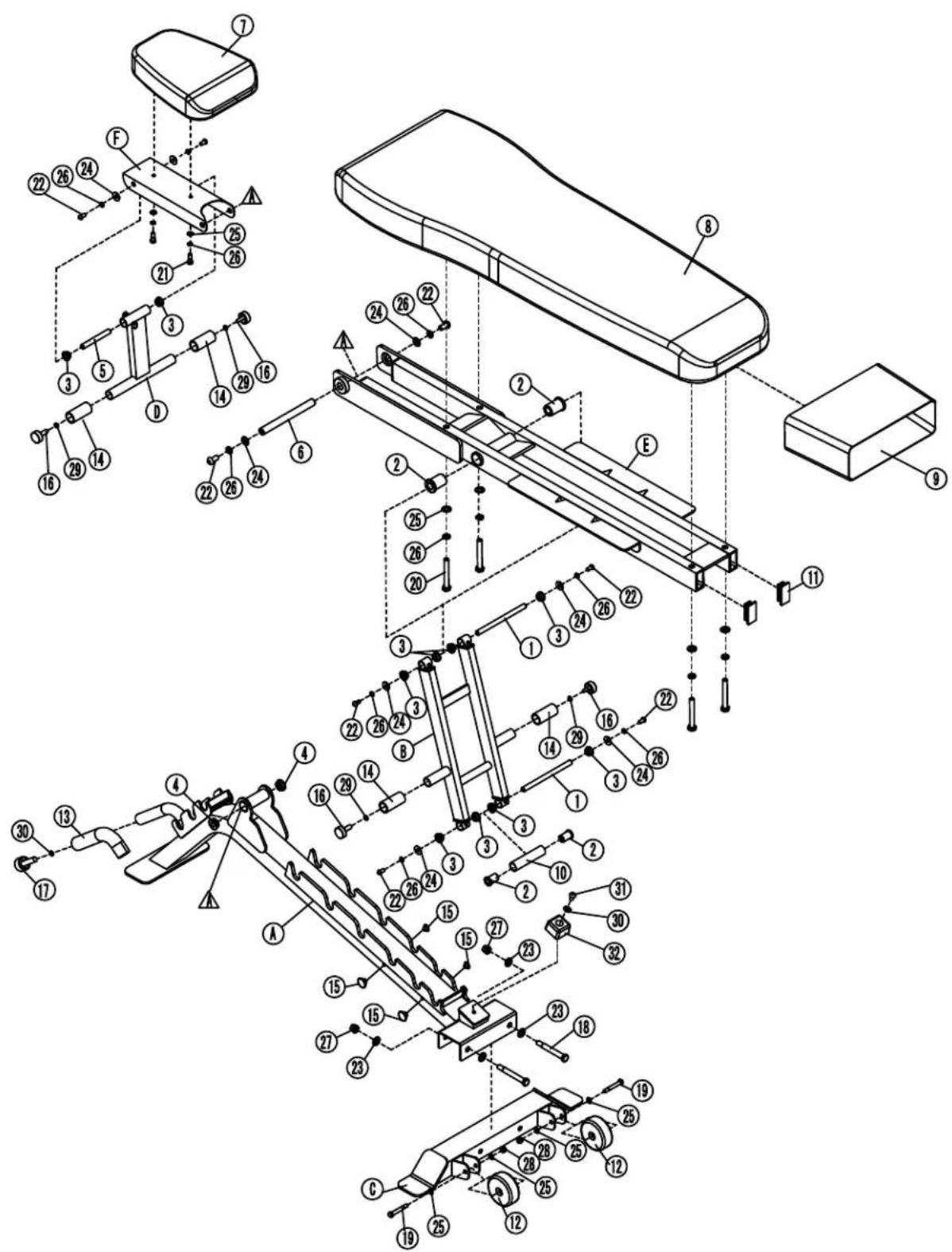 Technical diagram of a mechanical assembly with numbered components and labeled parts