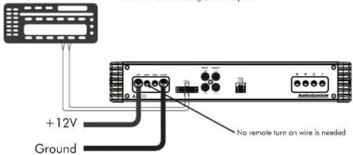 +12V Ground No remote turn on wire is needed