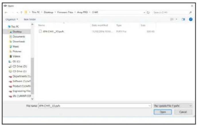 Open This PC > Desktop > Firmware Files > Amp.PRD > CH41 Organize * New folder This PC Desktop Documents Downloads Music Pictures Videos OS (G) CD Drive (D) CD Drive (D) Departments (C) Software (UcWt) Product (UcWt) Engineering File ds (UAMP.CDF) Name Data modified Type Size AP4-CH41_V3.psdx 15/02/…