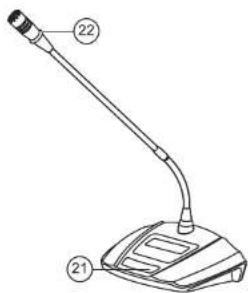 Diagram of a desktop microphone with labeled parts 21 and 22