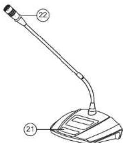Diagram of a desktop microphone with labeled parts 21 and 22