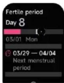 Fertile period Day 8 03/01 Mon 03/29 — 04/04 Next menstrual period