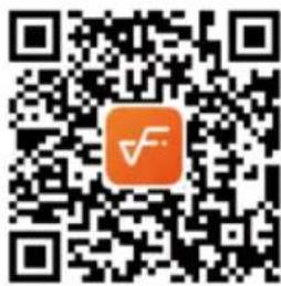 QR code with an orange square logo containing a white checkmark symbol in the center.