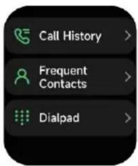 Call History > Frequent Contacts > Dialpad >