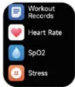 Workout Records Heart Rate SpO2 Stress