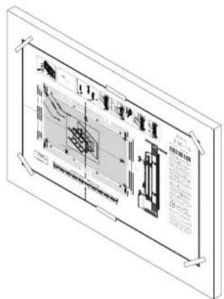 Technical diagram of a device front panel with labeled components and internal layout