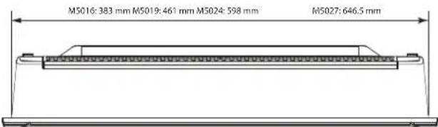 M5016: 383 mm M5019: 461 mm M5024: 598 mm M5027: 646.5 mm