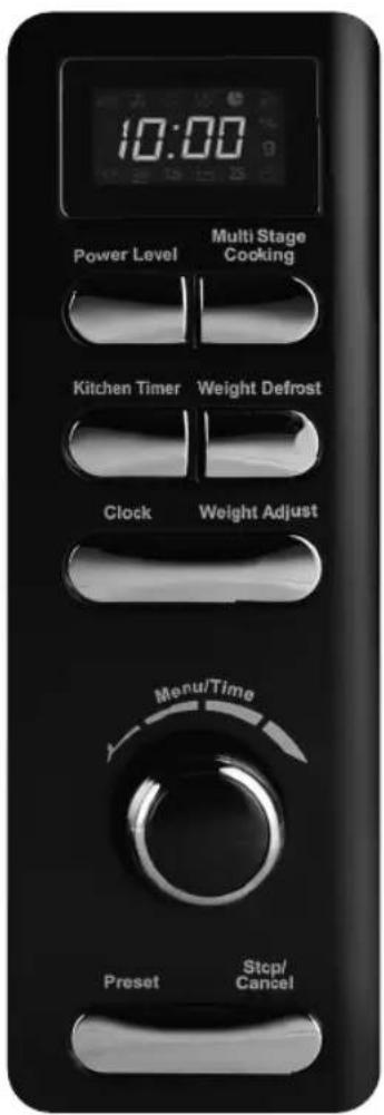 10:00 Power Level Multi Stage Cooking Kitchen Timer Weight Defrost Clock Weight Adjust Menu/Time Preset Stop/ Cancel