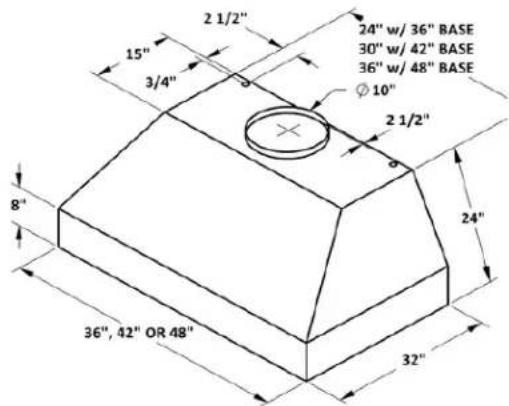 2 1/2" 15" 3/4" 24" w/ 36" BASE 30" w/ 42" BASE 36" w/ 48" BASE Ø 10" 2 1/2" 8" 24" 36", 42" OR 48" 32"