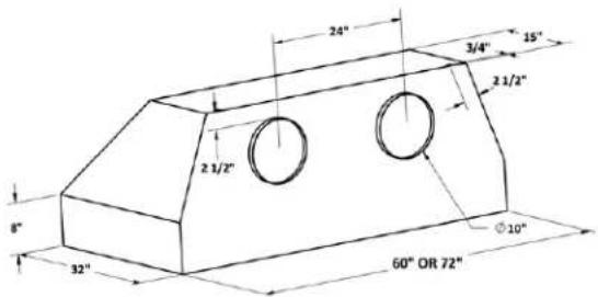 24" 3/4" 15" 2 1/2" 8" 2 1/2" 32" 60" OR 72" Ø10"