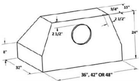 3/4" 15" 2 1/2" 2 1/2" 8" 32" 36", 42" OR 48"