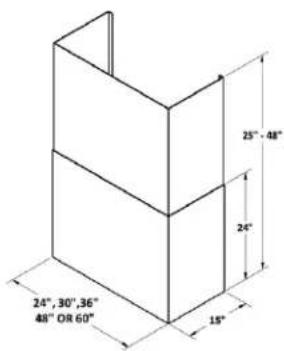 25° - 48" 24" 24", 30", 36" 48" OR 60" 15"