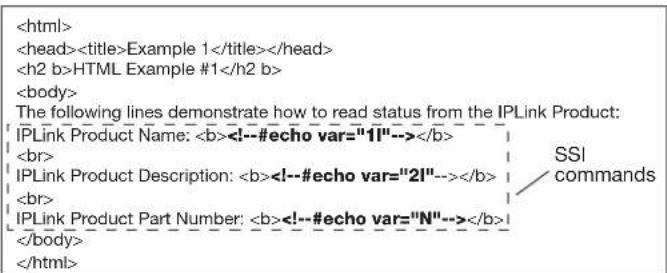 Example 1 HTML Example #1 The following lines demonstrate how to read status from the IPLink Product: IPLink Product Name: IPLink Product Description: IPLink Product Part Number: