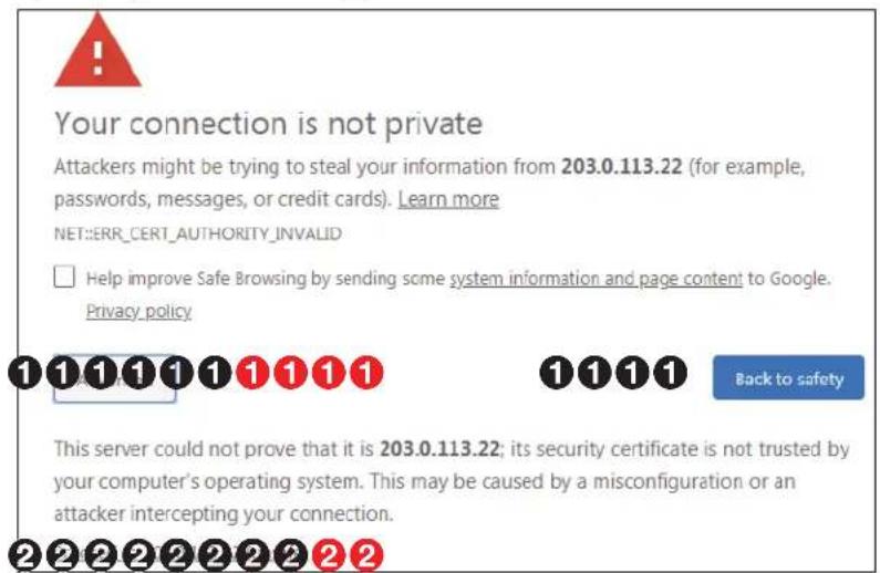 Your connection is not private Attackers might be trying to steal your information from 203.0.113.22 (for example, passwords, messages, or credit cards). Learn more NET::ERR_CERT_AUTHORITY_INVALID Help improve Safe Browsing by sending some system information and page content to Google. Privacy policy 1 1 1 1 1 1 1 1 1 1 1 1 1 Back to safety This server could not prove that it is 203.0.113.22; its security certificate is not trusted by your computer's operating system. This may be caused by a misconfiguration or an attacker intercepting your connection. 2 2 2 2 2 2 2 2 2 2