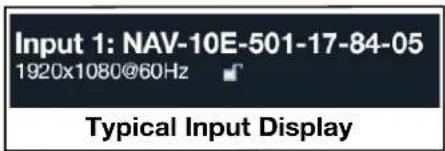 Input 1: NAV-10E-501-17-84-05 1920x1080@60Hz Typical Input Display