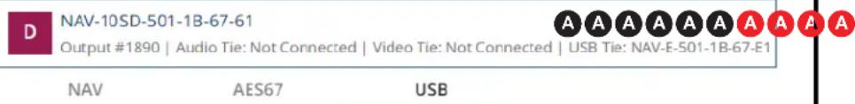 D NAV-10SD-501-1B-67-61 Output #1890 | Audio Tie: Not Connected | Video Tie: Not Connected | USB Tie: NAV-E-501-1B-67-E1 NAV AES67 USB