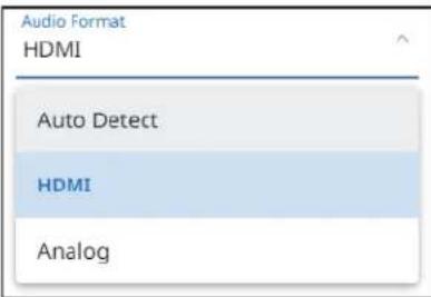Audio Format HDMI Auto Detect HDMI Analog