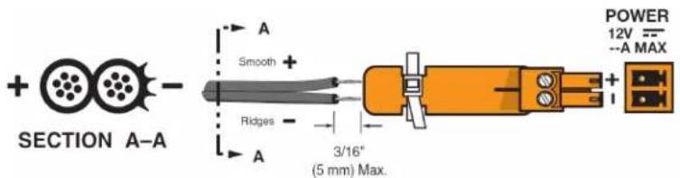 SECTION A-A A Smooth + Ridges - A 3/16" (5 mm) Max. POWER 12V -- --A MAX