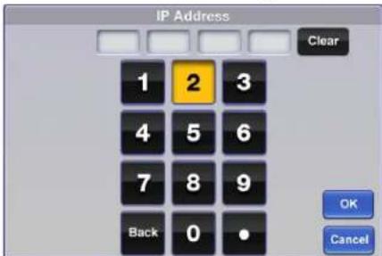 IP Address Clear 1 2 3 4 5 6 7 8 9 Back 0 • OK Cancel