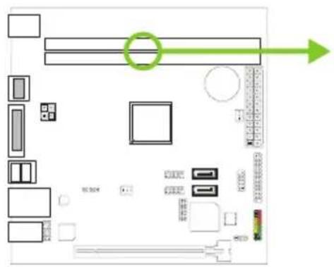 Floor plan diagram with labeled rooms and directional arrow, showing layout and component placement
