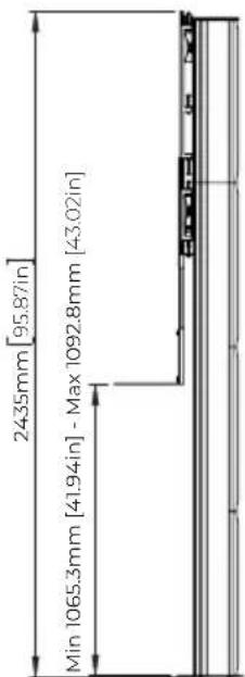 2435mm [95.87in] Min 1065.3mm [41.94in] - Max 1092.8mm [43.02in]