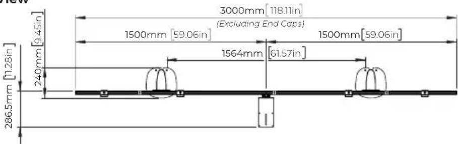 3000mm [118.11in] (Excluding End Caps) 1500mm [59.06in] 1500mm [59.06in] 1564mm [61.57in] 240mm [9.45in] [1.28in] 286.5mm