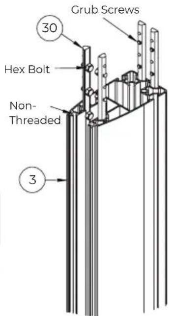 Grub Screws 30 Hex Bolt Non- Threaded 3