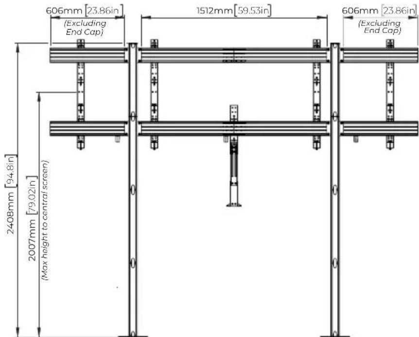 606mm [23.86in] (Excluding End Cap) 1512mm [59.53in] 606mm [23.86in] (Excluding End Cap) 2408mm [94.8in] 2007mm [79.02in] (Max height to central screen)