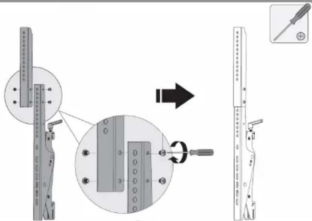 Technical diagram illustrating the assembly of a device with labeled parts and a magnified view showing the process.