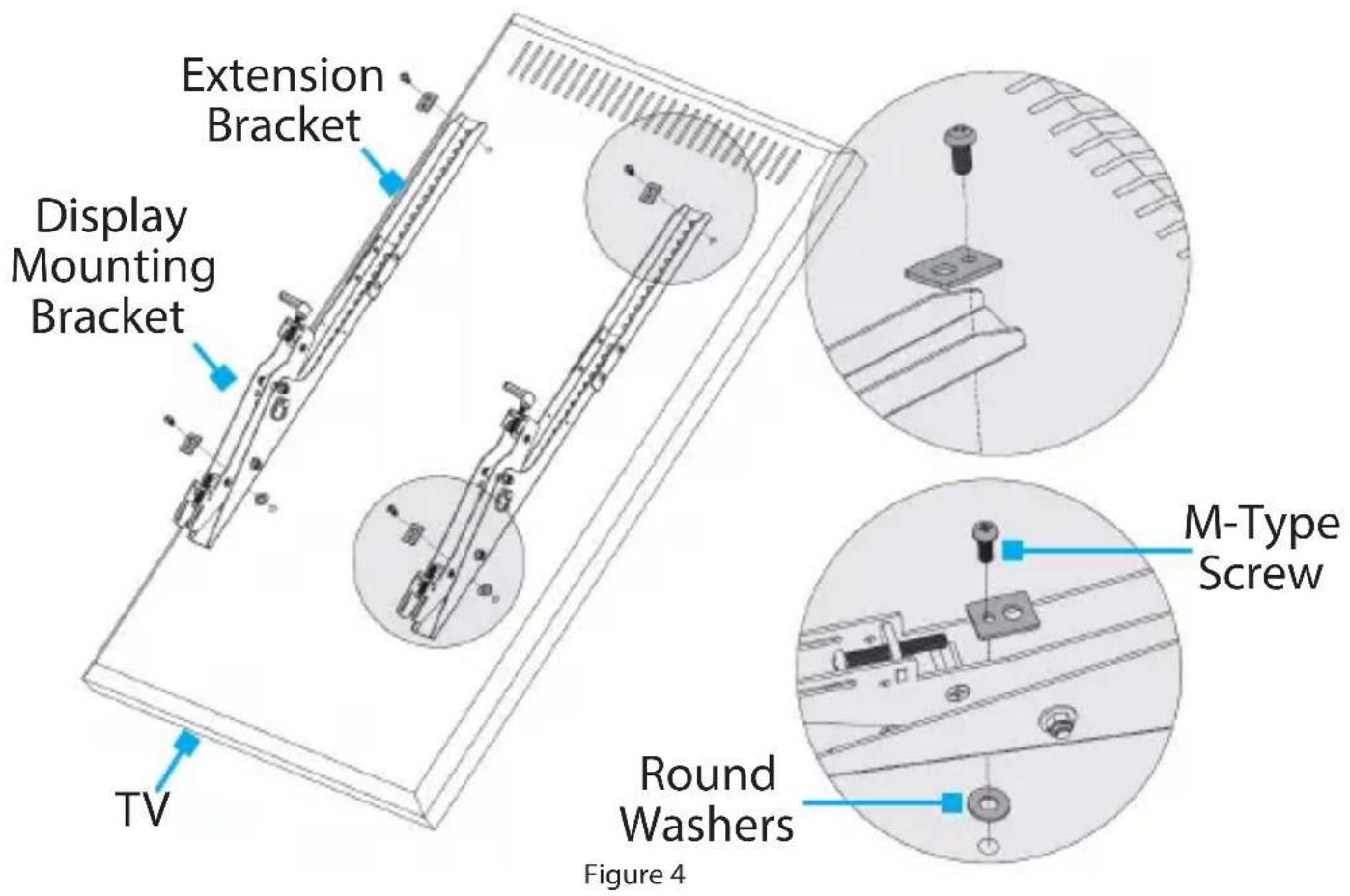 Extension Bracket Display Mounting Bracket TV M-Type Screw Round Washers Figure 4