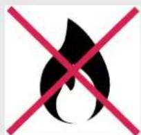 Warning symbol for a flame with red X mark indicating no fire