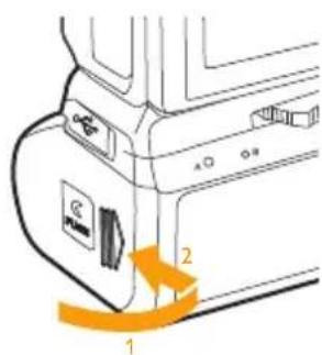 Diagram of a camera mode dial with labeled parts and orange directional arrows indicating rotation or movement.