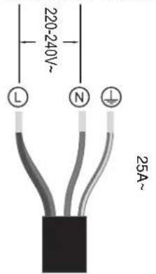 220-240V~ L N ↓ 25A~