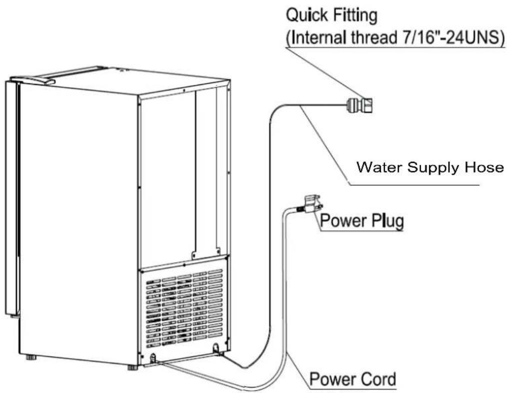 Quick Fitting (Internal thread 7/16"-24UNS) Water Supply Hose Power Plug Power Cord