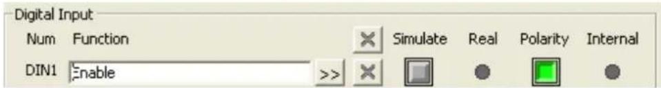 Digital Input Num Function × Simulate Real Polarity Internal DIN1 Enable >>