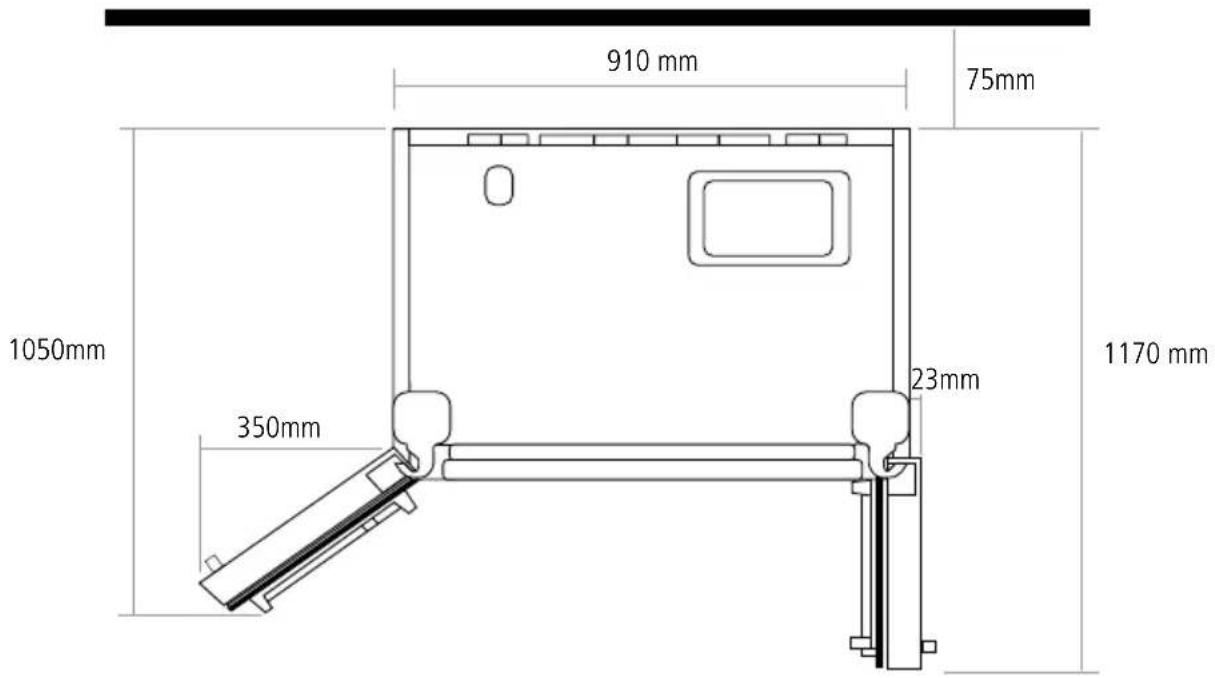 910 mm 75mm 1050mm 350mm 23mm 1170 mm