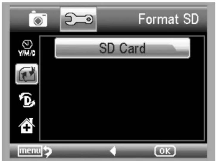 Format SD Y/M/D SD Card menu OK