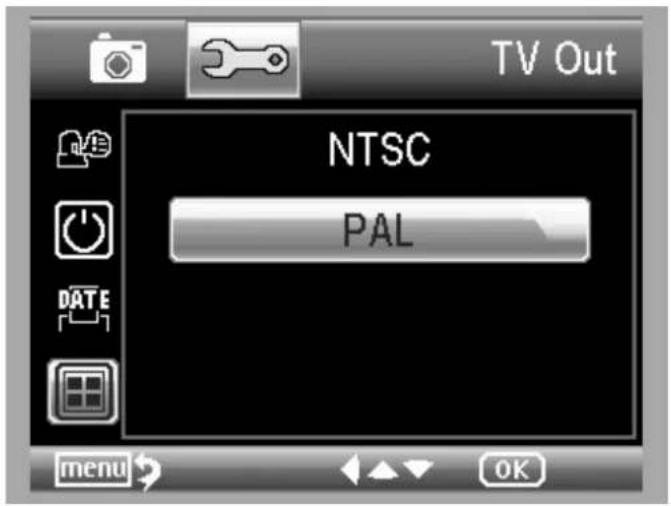 TV Out NTSC PAL menu OK
